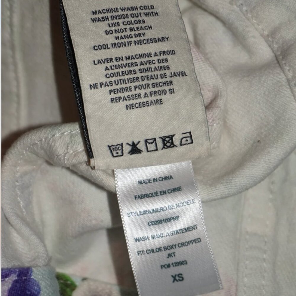 Alice & Olivia Denim "Chloe" Boxy Floral Patchwork Cropped Jacket - Size XS - Picture 5 of 9